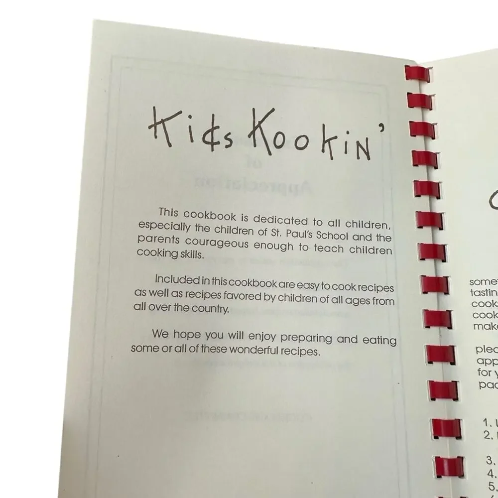 VTG Kids Kookin Cookbook 1991 St Paul's Episcopal Private School Modesto Calif